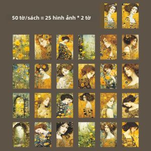 Mr.paper | Mr.Paper Mạ Vàng Nữ Thần Hoa Series Vintage Sách Dán 50 Tờ Nghệ Thuật Thiết Kế Chân Dung DIY Tạp Chí Sổ Lưu Niệm Tiếp Liệu