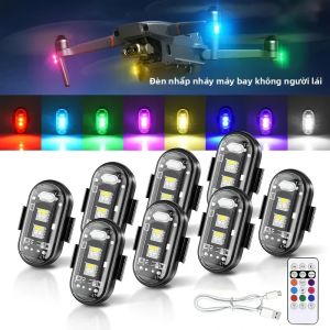 1-10 Chiếc Đèn LED Máy Bay Nhấp Nháy Đèn Cho Xe Máy Máy Bay Không Người Lái Cảnh Báo Chống Va Chạm Đèn Flash Có Điều Khiển Từ Xa Không Dây