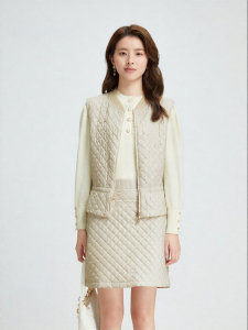 Koradior | Autumn Style Elegant Commuter Fragrant Grid Cotton Maillot Vest
