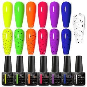 6Pcs Fluorescent Neon Gel Polish With Eggshell Nail Gel Polish Set Semi Permanent Nail Art Soak Off UV Gel Varnish Nail Supplies
