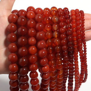 1strand/lot 2/3/4/6/8/10/12/14mm Red Agate Stone Beads Round Loose Spacer Beads For Jewelry Making DIY Necklace Bracelet