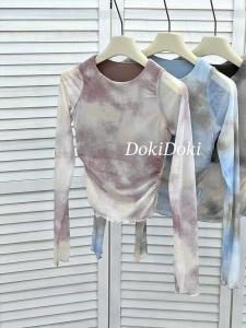 Long Sleeve Yoga Top Womens Mesh Sporty Training Fitness Clothing with Chest Pad Fake Two-Piece Slimming Breathable Nylon