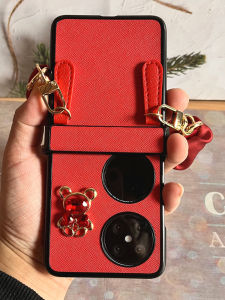 เคสโทรศัพท์ Huawei Pocket2 P50 Pocket แบบพกพาพับได้บางเฉียบสำหรับผู้หญิงพร้อมสายสะพายไหล่แบบครอบเต็มพร้อมสายโซ่