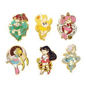 Bandai | Anime Sailor Moon Cute Brooches Pins Cartoon Character Derivative Bags and Clothes Decorations Brooch Birthday Party Gifts
