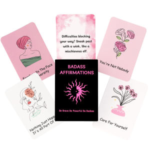 60pcs/box Badass Affirmation Cards 60 Daily Motivational and Inspirational Pink Illustration Card Female Encouragement Card