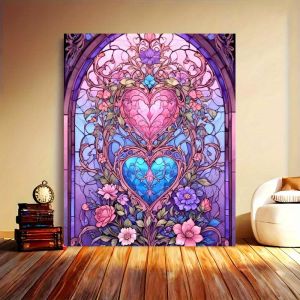 KAYOU | Oil Painting By Numbers Kit Heart and Flower Acrylic Paint By Numbers Diy Numbers Painting Art on Frameless Canvas By Numbers