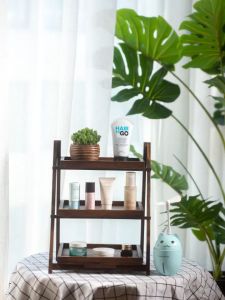 ชั้นวางของ วางหนังสือ พับได้ 2 ชั้น ไม้สักแท้ ชั้นวางอเนกประสงค์ ชั้นวางต้นไม้