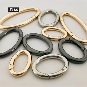 [2 Pcs] Oval Spring Buckle Zinc Alloy Egg-Shaped O-Shaped Spring Ring Bag Handle Ring Sewing-Free Press-Open Buckle Shoulder Strap Hook Buckle Clothing Luggage Accessories Keychain