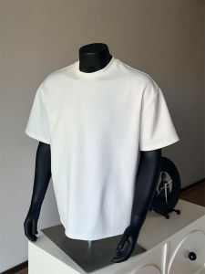 Áo Thun Nam Tay Ngắn Dáng Rộng Màu Trắng Cotton Nguyên Chất Phong Cách Mỹ Cổ Tròn Tay Lửng Mùa Hè Thoáng Khí Thoải Mái