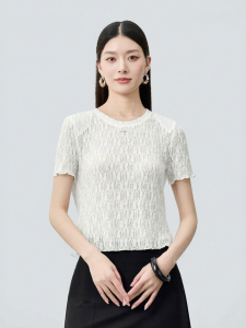 INLIFE | Lace Round Neck Slim Fit T-Shirt