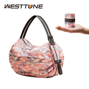WESTTUNE Foldable Storage Bag Portable Travel Camouflage Handbags with Handle Large Capacity Nylon Grocery Shopping Bag