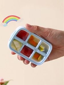 Cetakan Es Batu 6 Kotak Dengan Tutup Plastik Food Grade Ice Cube Mold Square Serbaguna Alat Pencetak Jelly Pudding