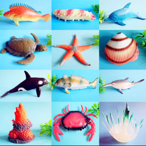 Soft-bodied Marine Animal Model Toy Set Octopus Squid Penguin Childrens Dolls Static Pose Touch Sensation Feedback Dolphin Fish Shark