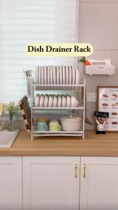 GSlife ชั้นคว่ำจาน 2/3ชั้น ชั้นวางของในครัว พร้อมถาดรองน้ำ ที่วางเขียง วัสดุเหล็กคาร์บอน ชั้นวางของ