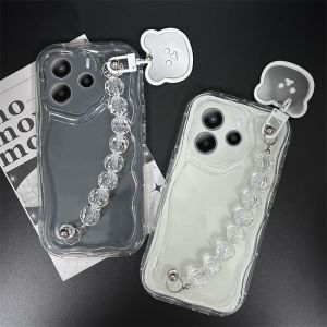 ใหม่ เคส Phone Case Redmi Note 14 14S Note14 14 Pro + Plus 5G 4G เคส ป้องกันเลนส์แฟชั่นการ์ตูนที่สร้างสรรค์กันกระแทกพร้อม2025สร้อยข้อมือลูกปัดหมีน่ารัก Cover