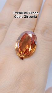 CUBIC ZIRCONIA PREMIUM GRADE CHAMPAGNE OVAL CUT 20X15X10MM BATU PERMATA SERAI ZIRCON TEMPAH SILVER EMAS 916 GOLD RING CINCIN LOKET