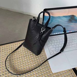 Satchel Cell Phone Bag Womens Fall and Winter 2024 New Arrival Small Tote Bucket Bag Niche Style Textured French Fries Shoulder Messenger Bag