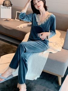 Victorias Secret Pure Cotton Velvet Long Sleeve Sleepwear Set for Women Autumn Winter Home Clothes Comfortable Soft Pyjamas