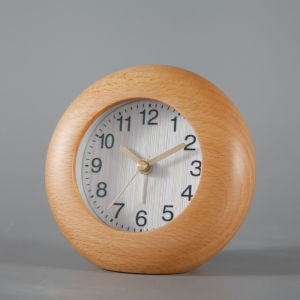 TQJ Wooden Bedside Clock Silent Alarm Clock Student Fashion Desktop Clock Night Light Sleep in Alarm Clock Clear Display