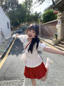 Váy Ngắn Chữ a Cạp Cao Màu Đỏ Nabi Váy Ngắn Dáng Chữ A Váy Ngắn Xếp Nếp Váy Ngắn Mùa Hè Cho Nữ