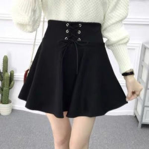 High Waist Black Mini Skirt Womens Spring Summer 2025 New Style A-Line Pleated Fluffy Skirt Polyester Fiber 100%