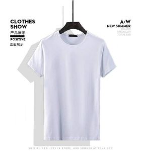 Modale Ice Silk Pure Color Short Sleeve T-shirt for Men Summer Slim Fit V-neck Half Sleeve Solid White Heart-shaped Base Shirt Trendy