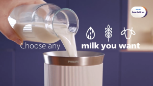 Philips Baristina Milk Frother White | Hot & Cold Foam for Dairy & Non-Dairy Milk - BAR311