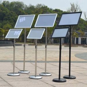 【COD】Display menu Stand Adjustable signbroad stand Poster Holder square round stainless restaruant singing stand A2 A3 A4 Silver / Gold / Black Display Stand Adjustable Height Round Corner/Right Angle Easy Snap Frame
