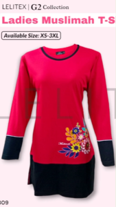 [Lelitex] Ladies Muslimah Oversized Plus Size Long Sleeve Shirts with Printing and A-shape Waist Size XS-3XL