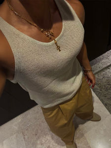 DAVID&ME | Lightweight Breathable Oatmeal Linen Knit Sleeveless Vest