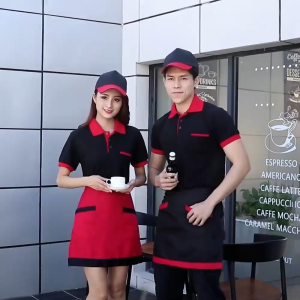 【COD】Waiter Uniform Attendant Uniform For Men Women Polo Cotton Breathable Short-sleeved Hotel Catering Staff Uniform