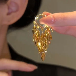 Bohemian Style Womens Earrings with Tassel Design Wheat Spike Metal Feeling Earrings Fresh out New Year 2025 High Quality Jewelry Accessories