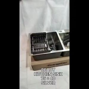 KITCHEN SINK 75 x 40 SILVER / KITCHEN SINK LUBANG 2 SILVER / WASTAFEL LUBANG DUA 75 x 45 SILVER