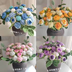 Bó Hoa Hồng Mini Dệt Bằng Kim Cương Thủ Công Quà Tặng Ngày Nhà Giáo Quốc Gia Ngày Lễ Tình Nhân Cho Mẹ Bó Hoa Bằng Sợi