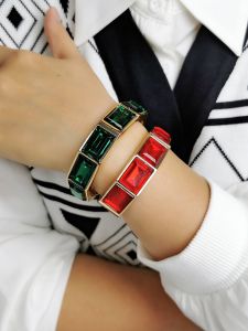 Cross-Border New Arrival Fashion Palace Style Luxury Acrylic Rhombus Opening and Closing Boutique Bracelet Christmas Gift Bracelet Female