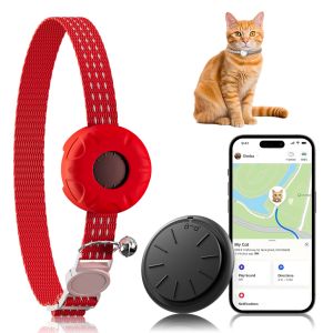GPS Tracker Waterproof Pet Tracker for Cats Cat GPS Tracker Collar with Safety Elastic Buckle (Only iOS) No Monthly Fee
