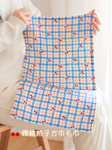Korean Style Pure Cotton Square Towel Set 6 Layers Gauze Face Towel Cute Cherry Plaid Simple Home Use Towels/Bath Towels
