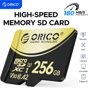 ORICO | ORICO V3 256GB microSDXC UHS-I Memory Card 180MB/s Read 160MB/s 4K UHD Recoding U3 Class10 V30 A2 Micro SD for Drone