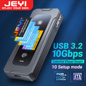 JEYI Visual Smart M.2 NVMe / SATA SSD Enclosure USB 3.2 10Gbps 10 Set Modes Real-time temperature Support M-Key B+M Key UASP