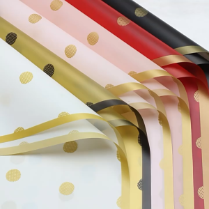 20PCS Gold Polka Dot Bouquet Wrapper Flower Paper for Wedding Birthday Graduation Florist Decor