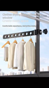 Foldable Rotatable Black Clothes Rack Clothes Hangers Wall Mounted Hanger Drying Rack SpaceSaving Aluminum Clothes Organization