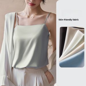 MiiOW | MiiOW Ice Silk Satin Strap Vest Women Summer Lightweight Acetate Silk Suit Underwear One Shoulder Beautiful Back Design
