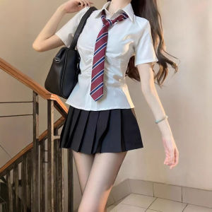 Áo Sơ Mi Nữ JK Mới Thắt Eo Xếp Ly Thon Gọn Gợi Cảm Tay Ngắn Pure Desire Phong Cách Áo Sơ Mi Dài Tay Đa Năng Mùa Hè 2024