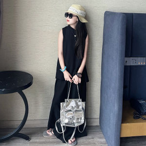 Girls Summer Outfit Sleeveless Top And Long Pants Two Piece Set Fashionable Child Clothing Korean Style Thin Fabric Casual Scene