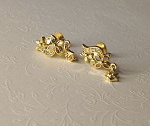 AYLA KUMAARI Micro Gold Plated Designer Stud Earrings with Screw Lock. Indian Earrings. Peacock Theme.