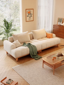 โซฟาผ้าฝ้ายสไตล์ญี่ปุ่น ทรงเนื้อพาร์ส ไม้เนื้อนุ่ม สไตล์ญี่ปุ่น 3 ที่นั่ง ปกป้องตัวแมว โซฟาผ้าฝ้ายสำหรับห้องนั่งเล่น