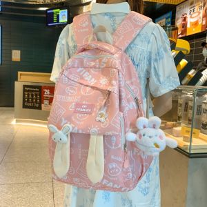 OUDENGPAI | Ultra-Light Soft Backpack For Primary School Girls Students School Bag With Double Straps Cartoon Print Nylon Material