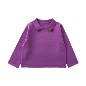 YOEHYAUL | Soft and Loose Childrens Sweater Simple Solid Color Turn-down Collar