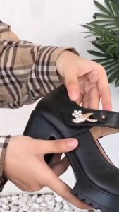 Women's New Style 2025 Black Casual School Shoes & High-Heeled Leather Shoes