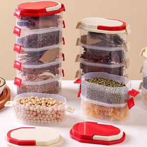4 Layers Spice Seasoning Storage Box with Lid Food Keep Fresh Airtight Container Kitchen Organizer